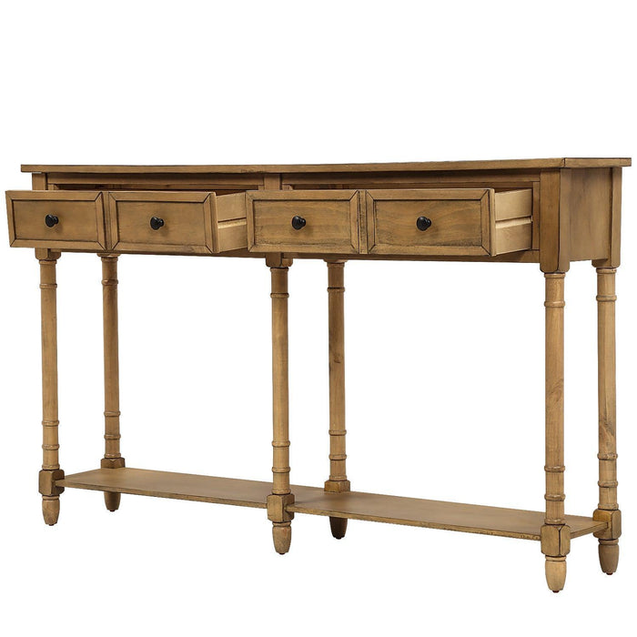 Console Table Sofa Table Easy Assembly with Two Storage Drawers and Bottom Shelf for Living Room, Entryway - DTYStore