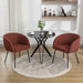 040-Set of 2 Boucle Fabric Dining Chairs With Black Metal Legs,Wine Red - DTYStore