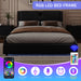 Queen Size Luxurious Faux Leather Upholstered Platform Bed with Thickened Headboard, Bluetooth Speakers and RGB LED Light, No Box Spring Needed, Black - DTYStore