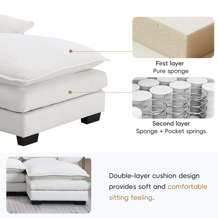 Modern U-shaped Sectional Sofa with Waist Pillows, 6-seat Upholstered Sleeper Couch - DTYStore
