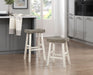Transitional Design Counter Height Stools Set of 2pcs, White and Coffee Finish Solid Rubberwood Furniture - DTYStore