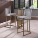 Woker Furniture Bar Stools Set of 2 Counter Height 26' Bar Stools with Back, Gold Brushed Barstools Modern Velvet Fabric Kitchen Stools for Counter Pub, Upholstered Dining Chairs - Gray - DTYStore