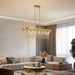 Modern Champagne Gold Kitchen Island Light - Oval Crystal ceiling chandelier - DTYStore