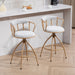 26'' Swivel Counter Height Bar Stool, Set of 2- Fabric Seat with water Transfer Printed Metal Frame, Modern Industrial Design Bar Chairs for Kitchen Island, Dining Room, Home Bar, Counter Seat (BEIGE) - DTYStore