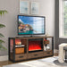 60 inch Electric Fireplace Media TV Stand With Sync Colorful LED Lights-Reclaimed Barnwood Color - DTYStore