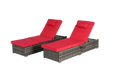 Outdoor Chaise Lounge Chair Set of 2 with Storage Patio Pool Chairs Tanning Lounges for Outside,Beach Rattan Recliners with Adjustable Backrest, Table, Cushion for Poolside Backyard Garden - DTYStore