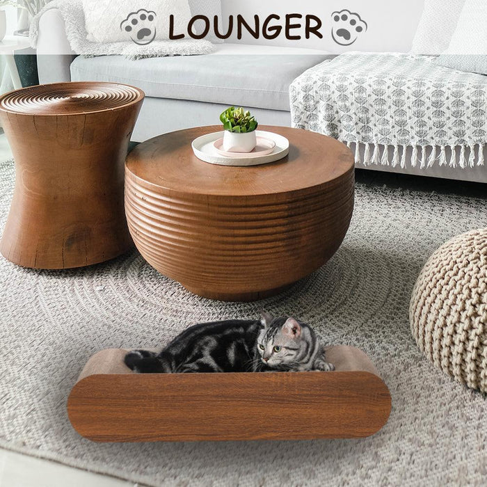Cat Scratcher, Cardboard Lounge Bed, Bone Shape Design, Recyclable Corrugated Scratching Pad, Stable and Durable, Furniture Protector, Reversible, Wood