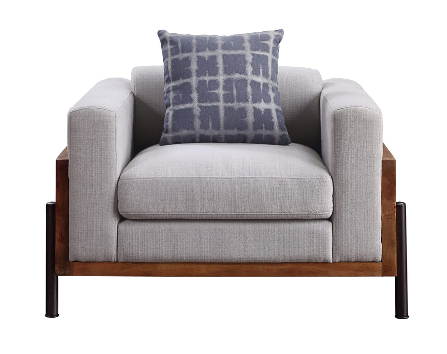 Pelton Fabric & Walnut Finish Living Room Seating Collection — Sofa Loveseat Chair