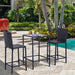 Outsunny 3pcs Rattan Bar Set with Glass Top Table, 2 Bar Stools for Outdoor, Patio, Garden, Poolside, Backyard - DTYStore