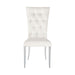 Set of 2 Velvet Upholstered Dining Chairs, White and Chrome - DTYStore