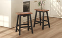 Farmhouse Rustic 2-piece Counter Height Wood Kitchen Dining Stools for Small Places, Walnut+Black - DTYStore