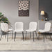 Off White Boucle Dining Chairs Set of 4,Mid-Century Modern Upholstered PU Leather Chairs,for Kitchen Dining Room - DTYStore