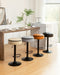 Round Storage Bar Stool Set of 2, Grey Linen Height Adjustable Barstool, 360°Counter Height Swivel Stool, Armless Bar Chair with Metal Frame for Kitchen Counter Dining Living Room - DTYStore