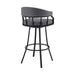 Palmdale 30' Swivel Slate Gray Faux Leather and Black Metal Bar Stool - DTYStore