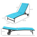 Outsunny Outdoor Chaise Lounge, 2 Piece Lounge Chair with Wheels, Tanning Chair with 5 Adjustable Positions for Patio, Beach, Yard, Pool, Blue - DTYStore