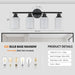 Modern 4-Light Vanity Bathroom Mirror Light, Frosted White Glass with Black Iron Frame, Contemporary Wall Sconce for Bedroom, Bathroom, And Dressing Room (Bulb Not Included) - DTYStore