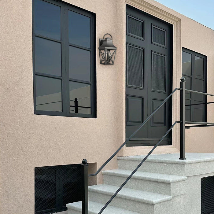 Outdoor Wall Lights, Porch Lights, Waterproof Outdoor Wall Sconce, Exterior Light Fixture Matte Black with Clear Glass Shade for Garage Patio Front Door Balcony (2 pack)
