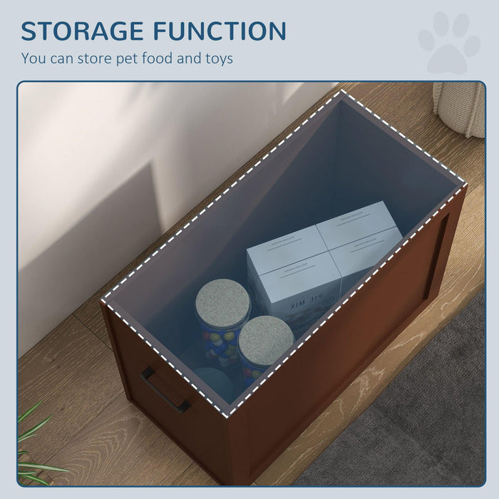 Raised Pet Feeding Storage Station with 2 Stainless Steel Bowls Base for Large Dogs and Other Large Pets, Brown - DTYStore