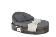 Outdoor Patio Round Daybed, Sun Bed with Adjustable Backrests and Foldable Cup Trays, Reclining Outdoor Lounger Wicker Rattan Patio Daybed with Cushions and Pillows for Backyard Poolside - DTYStore