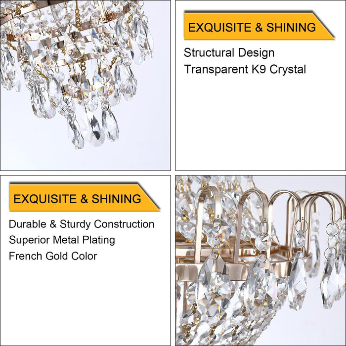Gold Crystal Chandeliers,Large Contemporary Luxury Ceiling Lighting for Living Room Dining Room Bedroom Hallway - DTYStore