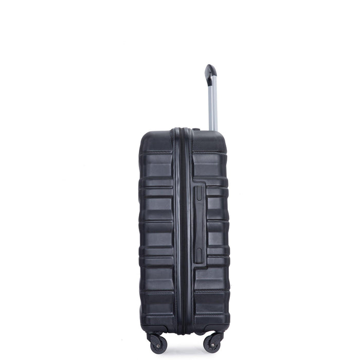 Expandable 3 Piece Luggage Sets PC Lightweight & Durable Suitcase with Two Hooks, Spinner Wheels, TSA Lock, (21/25/29) Black - DTYStore