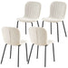 Off White Boucle Dining Chairs Set of 4,Mid-Century Modern Upholstered PU Leather Chairs,for Kitchen Dining Room - DTYStore