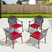 Cast Aluminum Patio Dining Chair 4PCS With Black Frame and Cushions In Random Colors - DTYStore