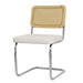 Mid Century Modern Dining Chairs Set of 2, Velvet Accent Chairs with Natural Cane Back, White - DTYStore