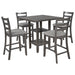 5-Piece Wooden Counter Height Dining Set with Padded Chairs and Storage Shelving - DTYStore