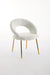 061-Set of 1 Teddy Fabric Dining Chairs With Curved Backrest and Golden Metal Legs for Kitchen or Dining Room ,White - DTYStore