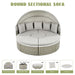 Patio Furniture Round Outdoor Sectional Sofa Set Rattan Daybed Two-Tone Weave Sunbed with Retractable Canopy, Separate Seating and Removable Cushion, Gray - DTYStore