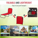 Outsunny Folding Chaise Lounge Pool Chairs, Outdoor Sun Tanning Chairs with 5-Level Reclining Back, Steel Frame for Beach, Yard, Patio, Red - DTYStore