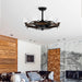 Dia 33 inch Chandelier Ceiling Fan With Remote Control,DC Motor ,6 Speed,3 ABS Blades for Bedroom Dining Room Living Room Kitchen Farmhouse Entry,Matte Black+ Red Wood Grain