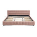 King Size Upholstered Bed ,comfortable upholstered bed frame, Chenille fabric, with headboard and solid bed frame. With drawer for storage.-Pink(88.5''*85.5''*31'') - DTYStore