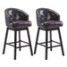33.25' Swivel Counter Stools Set of 2, Upholstered Counter Height Bar Stools with Solid Rubber Wood Frame, Backrest, Footrest, Armless Barstools for Home Bar, Kitchen Counter, Dark Brown - DTYStore