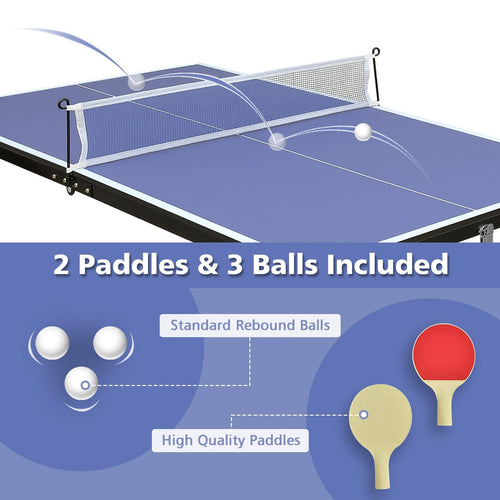 DOUBLE FISH Mid-Size Portable Ping Pong Table, 4ft Compact Foldable Table Tennis Table Set with Net, 2 Paddles & 3 Balls for Indoor Outdoor, Small Spaces And Apartments, Thickened Aluminum Frame - Image 5