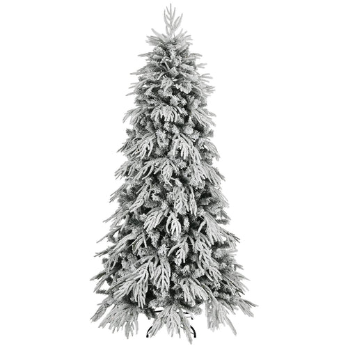 7ft Slim Flocked Christmas Tree Pre-lit w/ 767 Premium PE&PVC Tips, 250Warm White LED Lights, Skinny Noble Artificial Christmas Tree Easy Assembly for Home, Corner, Narrow Place - Image 12