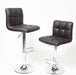 Swivel Faux Leather Adjustable Hydraulic Bar Stool, Set of 2, Brown - DTYStore