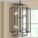 8-Lights Lantern Tiered Pendant Light Fixtures, Industrial Farmhouse Hanging Chandelier for Entryway, Foyer, Living Room, Kitchen Island, Staircase(Black & Silver)