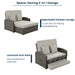 PE Wicker Rattan Double Chaise Lounge, 2-Person Reclining Daybed with Adjustable Back and Cushions, Free Furniture Protection Cover,Gray - DTYStore