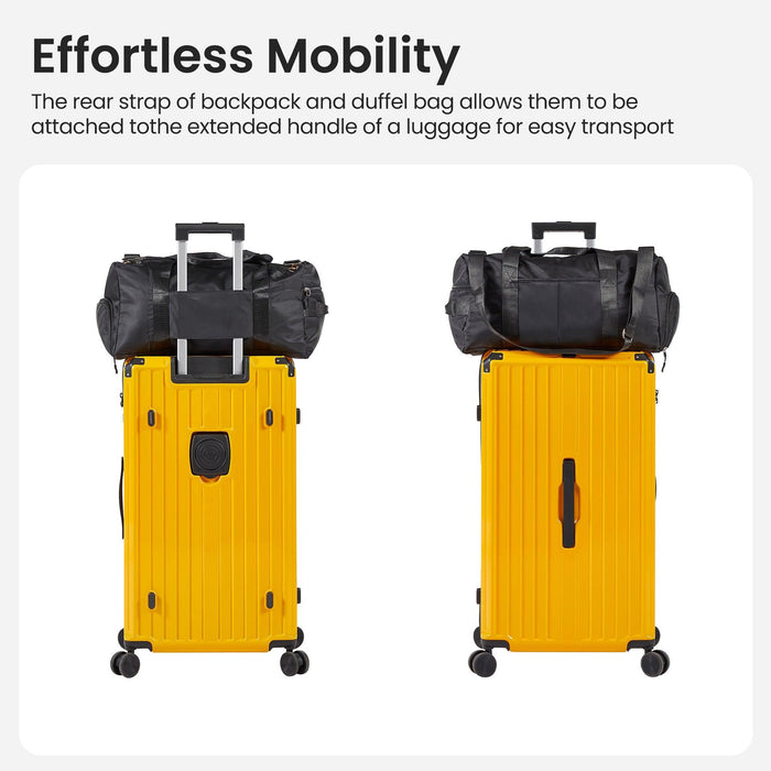 Luggage Set 4 pcs (20"/24"/29"/Travel Bag), PC+ABS Durable Lightweight Luggage with Collapsible Cup Holder, 360Â° Silent Spinner Wheels, TSA Lock, Yellow - DTYStore
