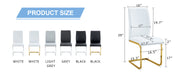 Luxury Simple Arch Chair - Set of 6 White PU Material High Resilience Dining Chair with Arched Metal Gold Leg. - DTYStore