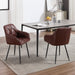 Dining Chairs Set of 2, Upholstered Kitchen Chairs with Comfortable Seat, Faux Leather Vintage Chairs with Armrests, Easy to Assemble and Clean, for Dining Room, Kitchen, Living Room, Brown - DTYStore