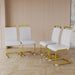 Modern Dining Chairs,PU Faux Leather High Back Upholstered Side Chair with C-shaped Tube. Plating Golden Metal Legs for Dining Room Kitchen Vanity Patio Club Guest Office Chair (Set of 4) (White+PU) - DTYStore