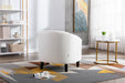 Barrel Chairs with Soft Padded Armrest, Club Chairs with nailheads and solid wood legs for Living Room Bedroom Waiting Room (White PU) - DTYStore