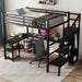 Metal Full Loft Bed with Wardrobe and LED Light, Full Size Loft Bed with L Shaped Desk and USB for Kids Teens Adults, Black(Expect arrived on 2025/2/20) - DTYStore