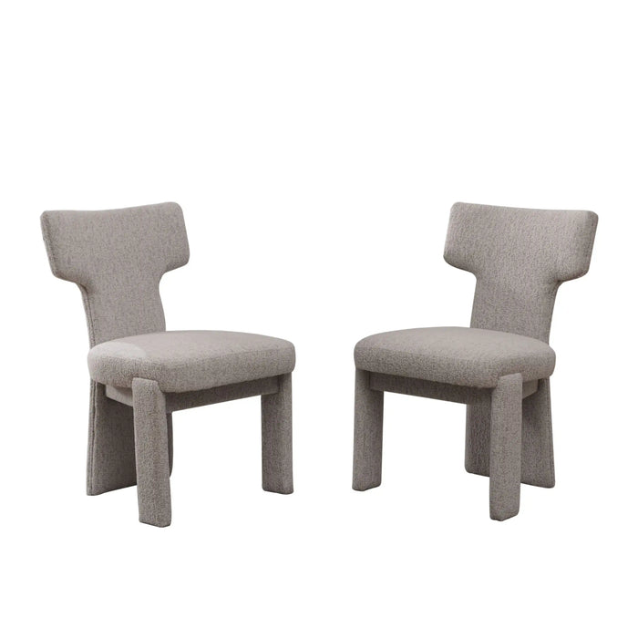 Chenille Dining Chairs Upholstered Beige & Armless Curved Back & Modern For Dining Room Living Room Cafe & Reception