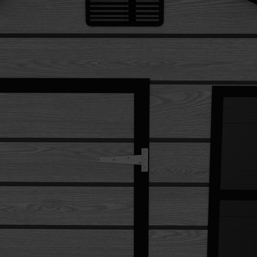 Campcraft 6*6ft resin storage shed, high quality pp material, strong structure, waterproof, rust and UV proof, large storage space, 12mm thick pp board, HD window lighting Black wood grain color - Image 24