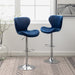 Ellston Upholstered Adjustable Swivel Barstools in Blue, Set of 2 - DTYStore
