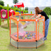 55'' Toddlers Trampoline with Safety Enclosure Net and Balls, Indoor Outdoor Mini Trampoline for Kids - DTYStore